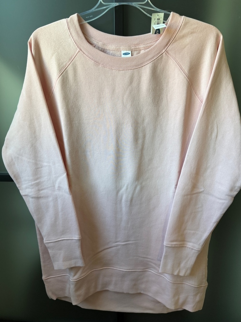 NWT Old Navy Light Pink Crewneck Longer Length Sweatshirt.
